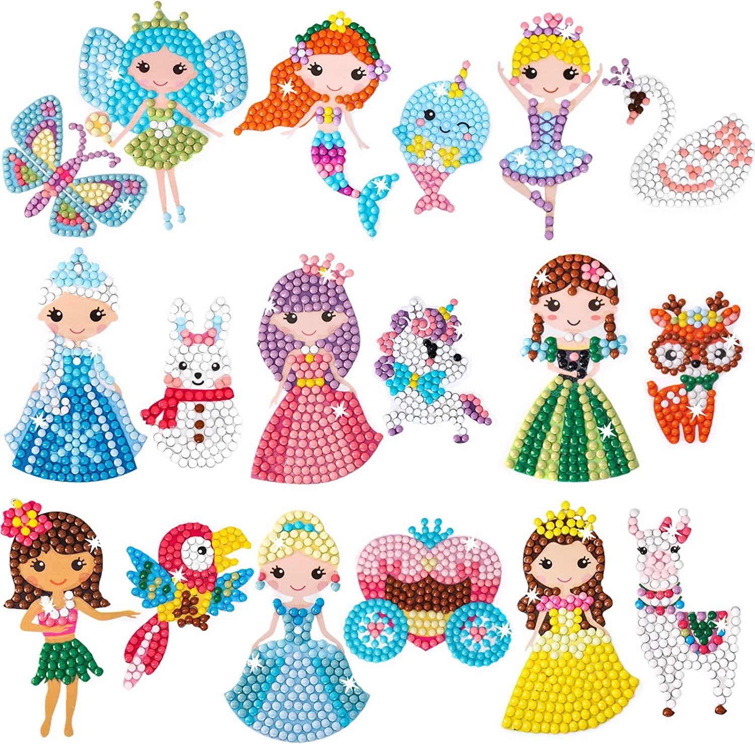 Cymbana Diamond Painting Kits for Kids 18 Pcs Princess and Their Buddy Gen  Art Sticker for Kids Ages 6-8 8-12 Contains Unicorn, Mermaid - cymban